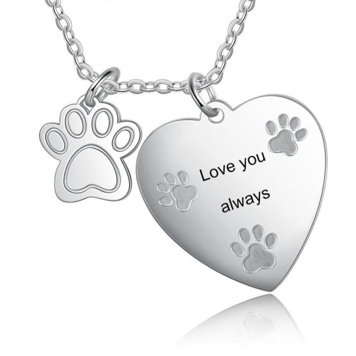 Personalized Pet Paw Engraving Necklace