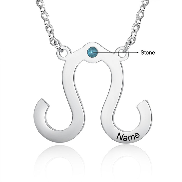 Personalized 1 Name 1 Stone Horoscope Necklace