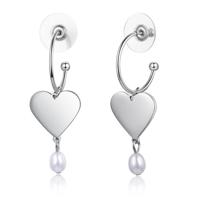 Personalized Non-Engraved Heart Drop Earrings