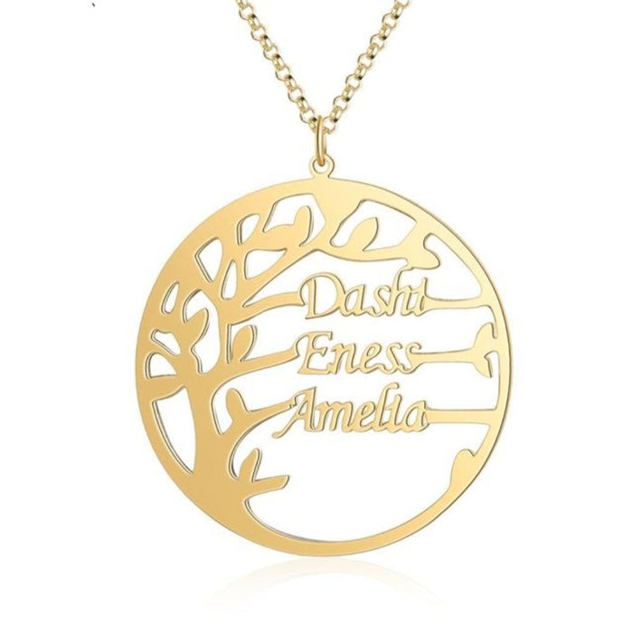 Personalized 3 Names Tree of Life Necklace