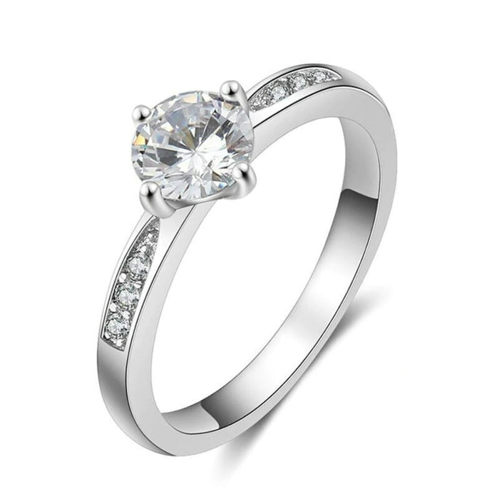 Silver Engagement Ring With Cubic Zirconia Classic
