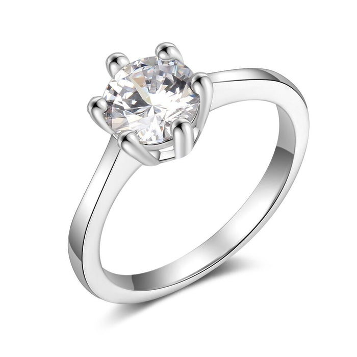 Classic Silver Color Ring With Cubic Zirconia