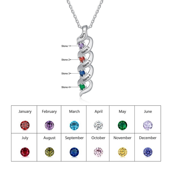 Personalized 4 Stones Twisted Pendant