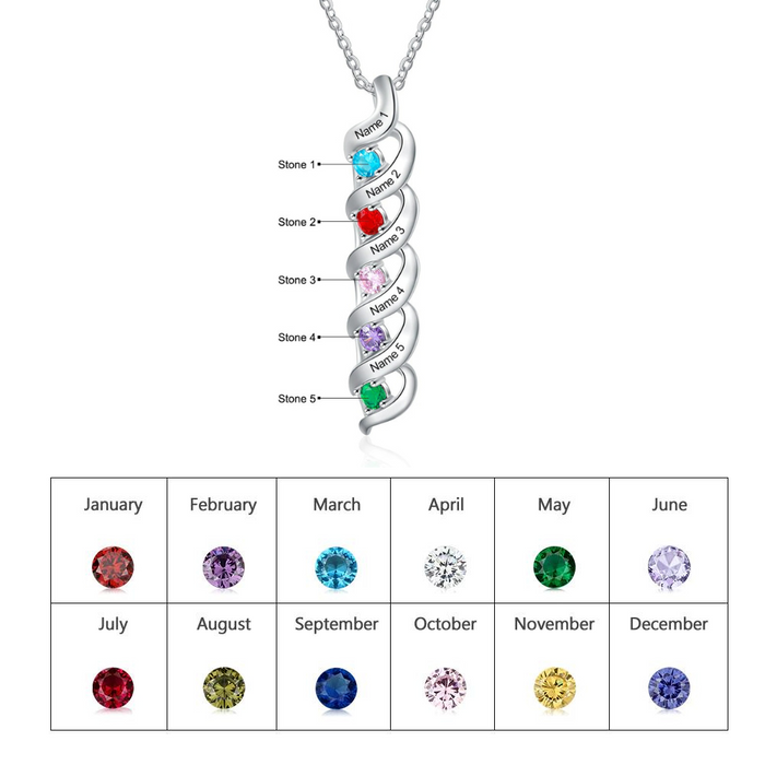 Personalized 5 Stones Twisted Pendant