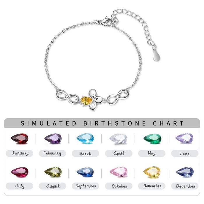 Personalized Butterfly Bracelet With Inlaid 1 Birthstone