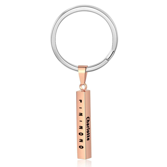 Personalized 3 Sides Engraving Vertical Bar Keychain