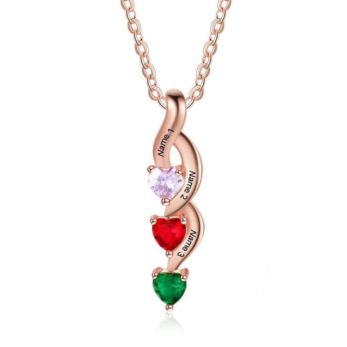 Sterling Silver Custom Heart-Shaped Birthstone Necklace