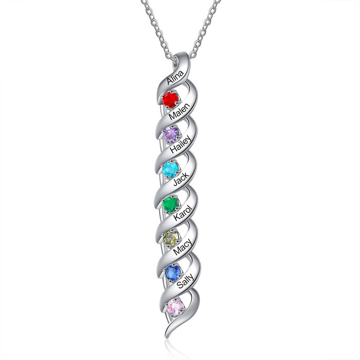 Personalized 7 Stones Twisted Pendant