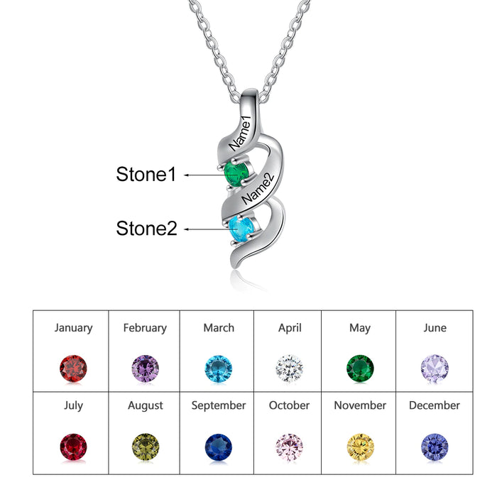 Personalized 2 Stones Twisted Pendant