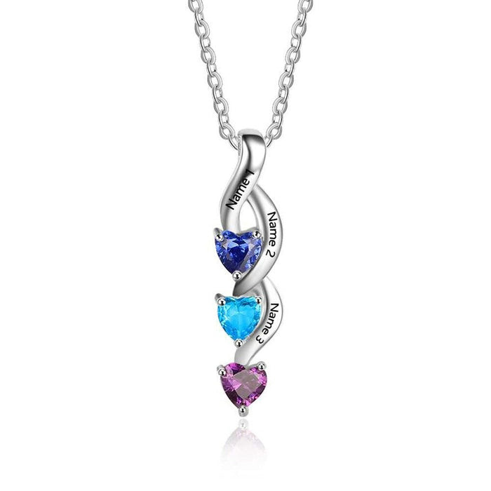 Sterling Silver Custom Heart-Shaped Birthstone Necklace