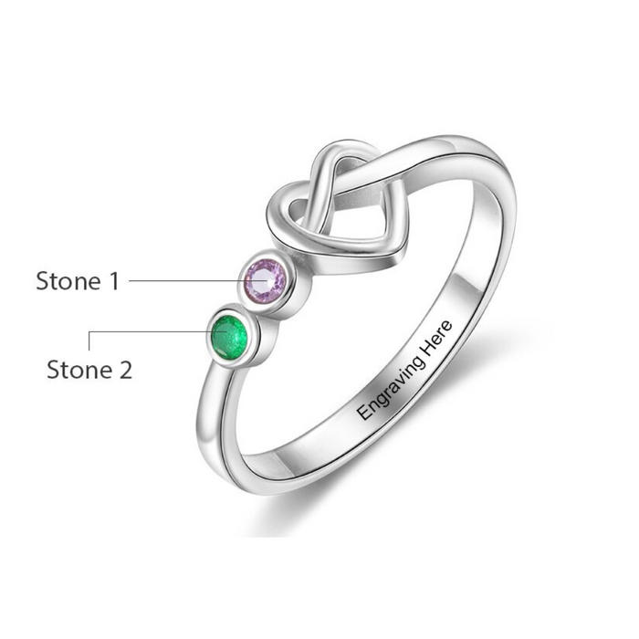 Personalized Engraving 2 Stones Knot Rings for Women