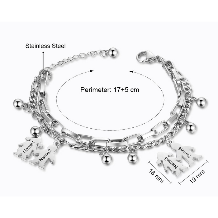 Customized Engraved Name Boy Girl Bracelets For Women