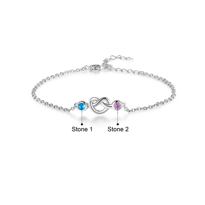 Personalized Knot Bracelet With 2 Birthstones