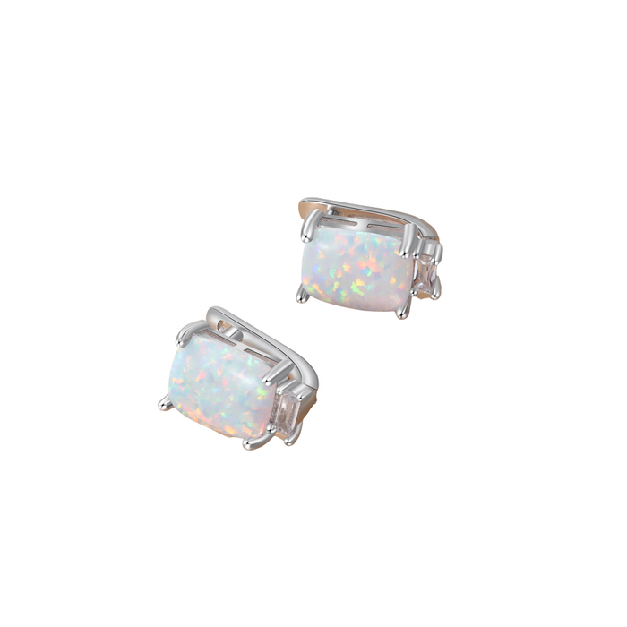 Rectangle Opal Hoop Earrings For Women