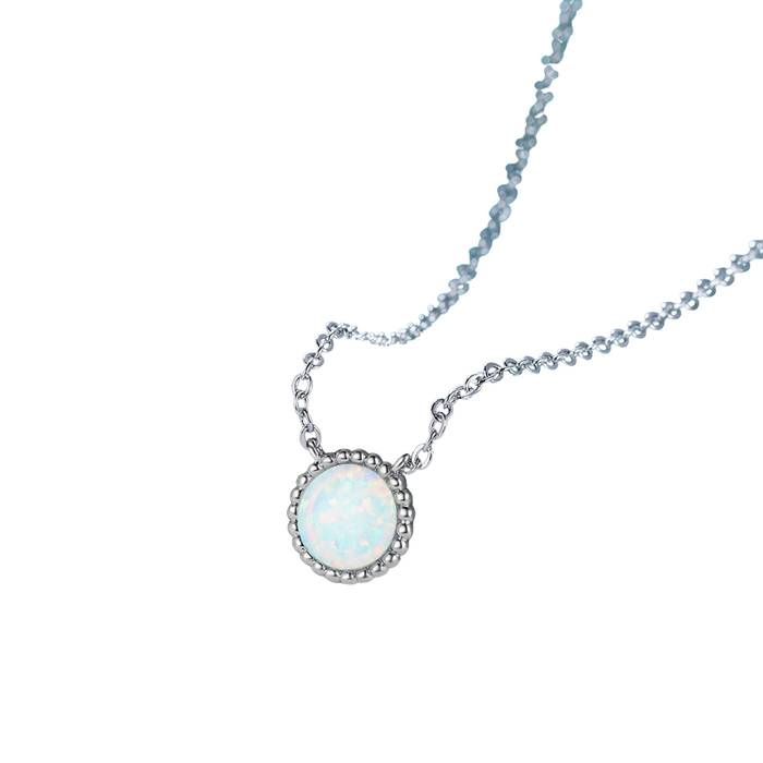 Classic Style Silver White Opal Color Necklace