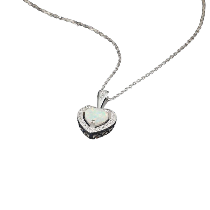 Classic Cordate Pendants & Necklace With Opal Stone