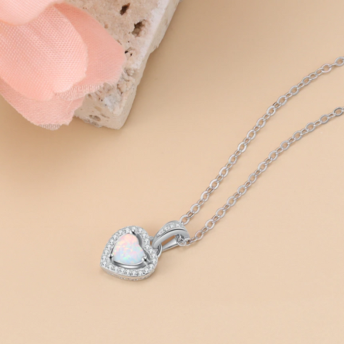 Classic Cordate Pendants & Necklace With Opal Stone