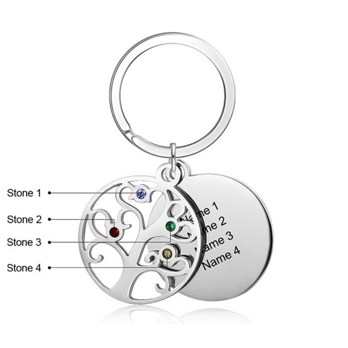 Personalized Tree of Life Keychains With 4 Names