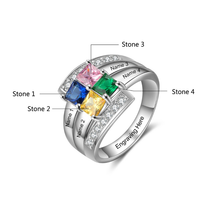 Personalized Engraving Four Names Ring For Women