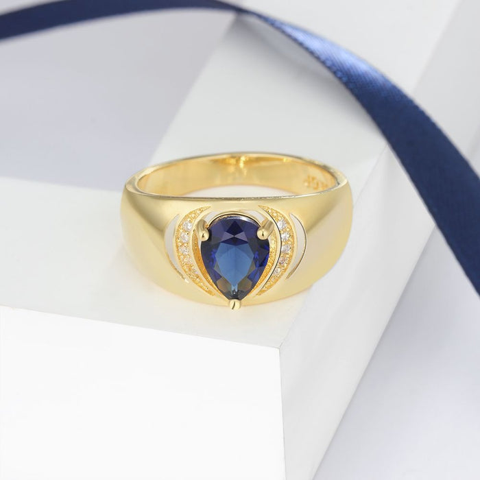 Blue Cubic Zirconia Golden Rings For Women