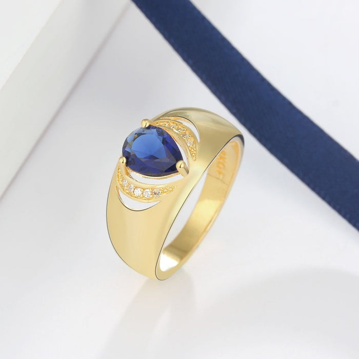 Blue Cubic Zirconia Golden Rings For Women