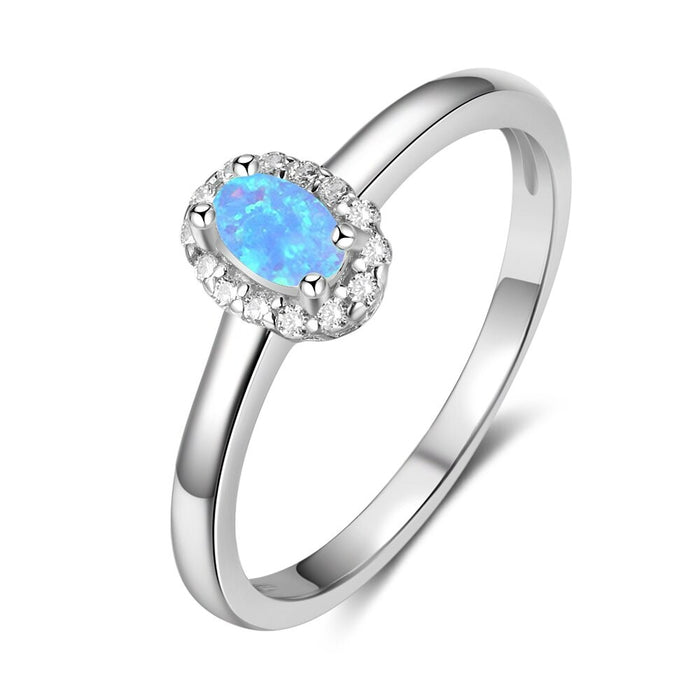 Classic Blue Opal Round-Shaped Ring