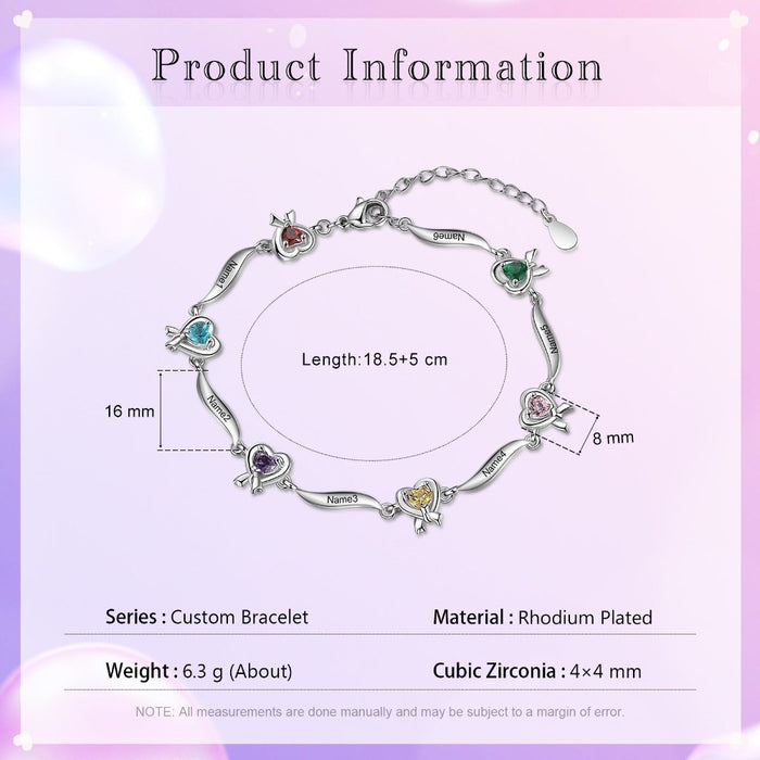 Multi-Cordate Knot Bracelet With 4 Birthstone