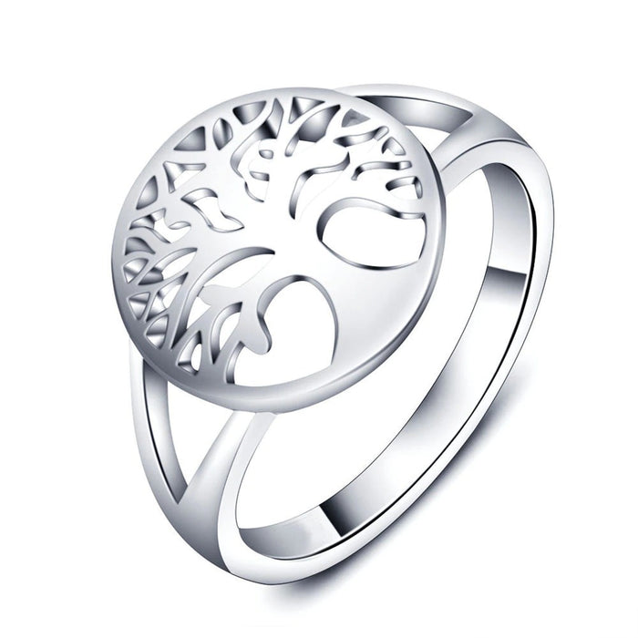 Classic Tree Of Life Silver Color Rings