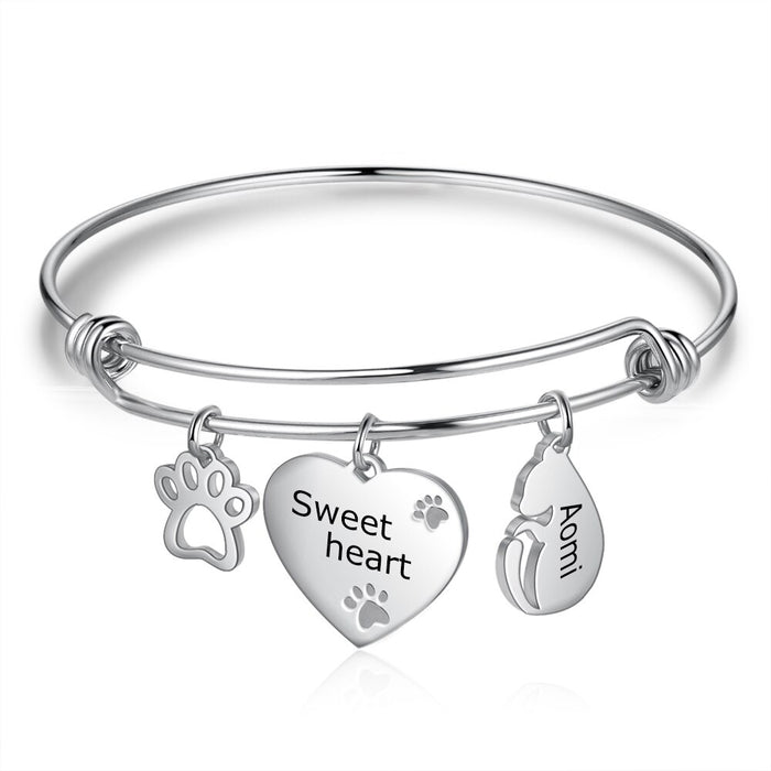 Personalized 1 Name & 1 Engraving Bracelet For Women
