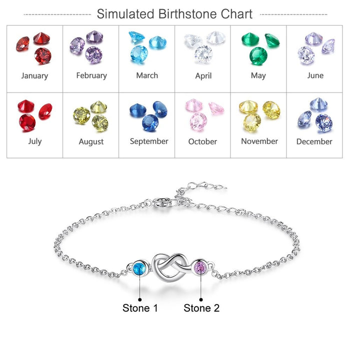 Personalized Knot Bracelet With 2 Birthstones