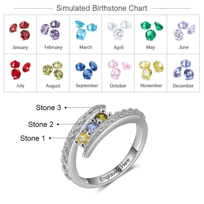 Customized 3 Round Birthstone Ring For Women
