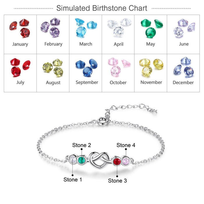 Personalized Knot Bracelet With 4 Birthstones