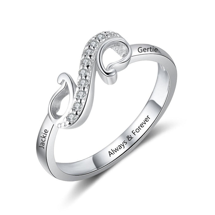 Customized Geometric Style Engraved Name Ring For Women