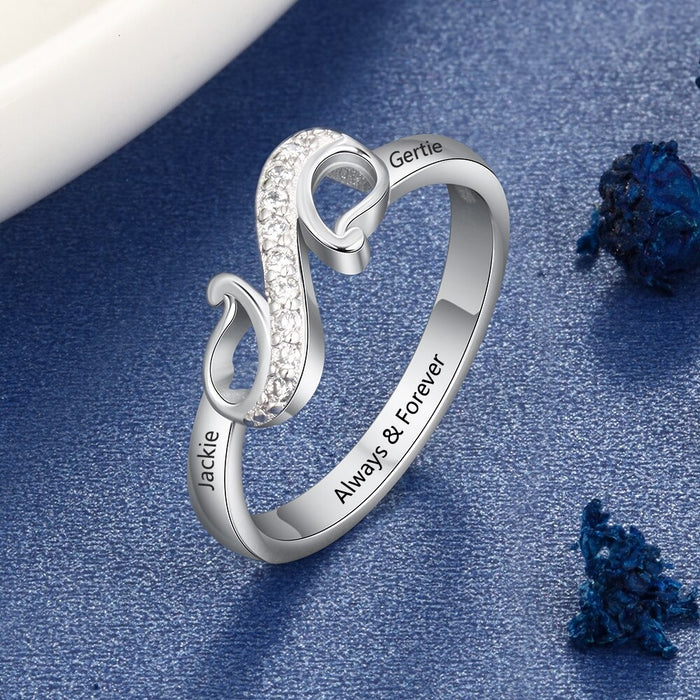 Customized Geometric Style Engraved Name Ring For Women