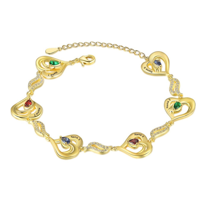 Customized 6 Birthstones Gold Bracelets