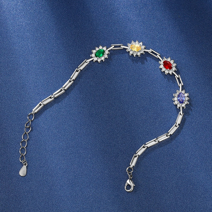 Sparkling Cubic Zirconia Flower Personalized Bracelet