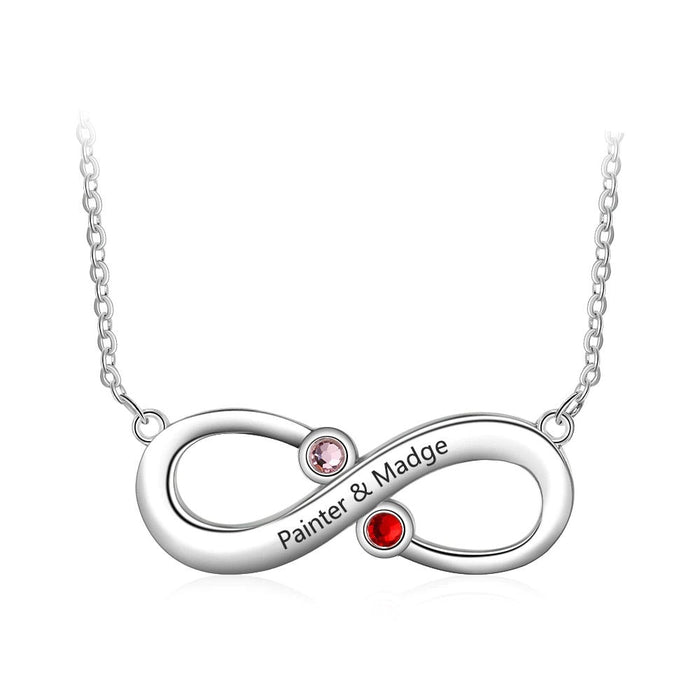 Customized 2 Stones 2 Names Infinity Love Necklace