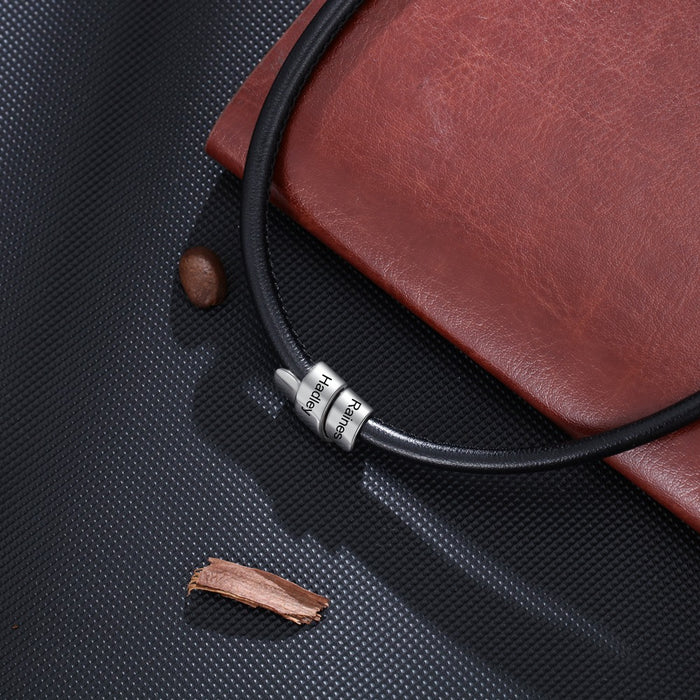 Engraved Leather Necklace For Men