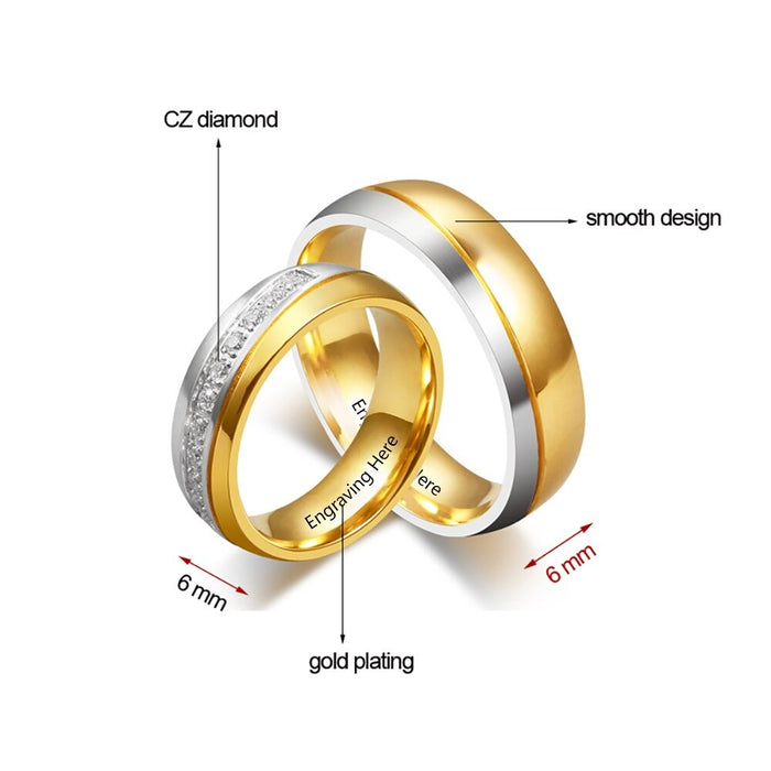 Customized Name Engraving Wedding Rings