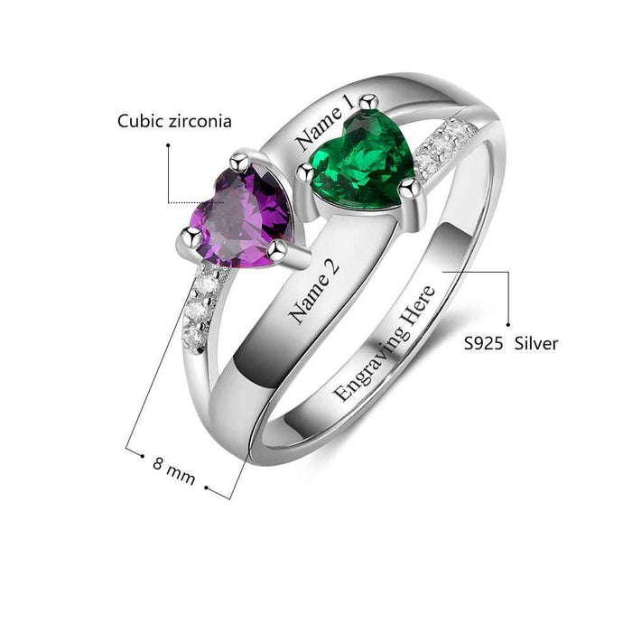 Personalized Birthstone Ring With 2 Names