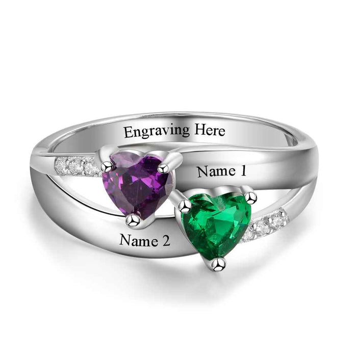 Personalized Birthstone Ring With 2 Names