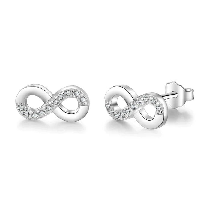 Fashion Infinity Love Silver Stud Earrings