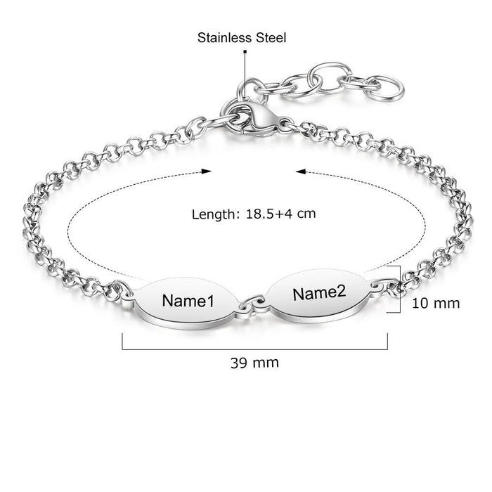 Personalized Oval Design 4 Names Chain Bracelets