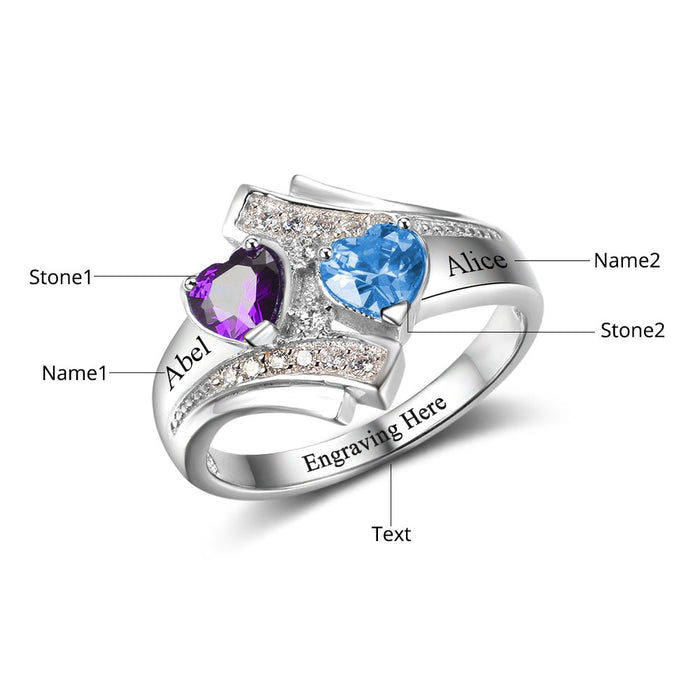 Engagement Custom Birthstone Engrave Name Ring