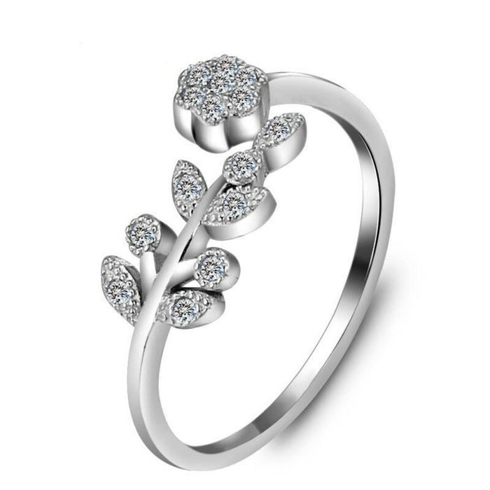 Flower & Leaves Adjustable Ring For Women