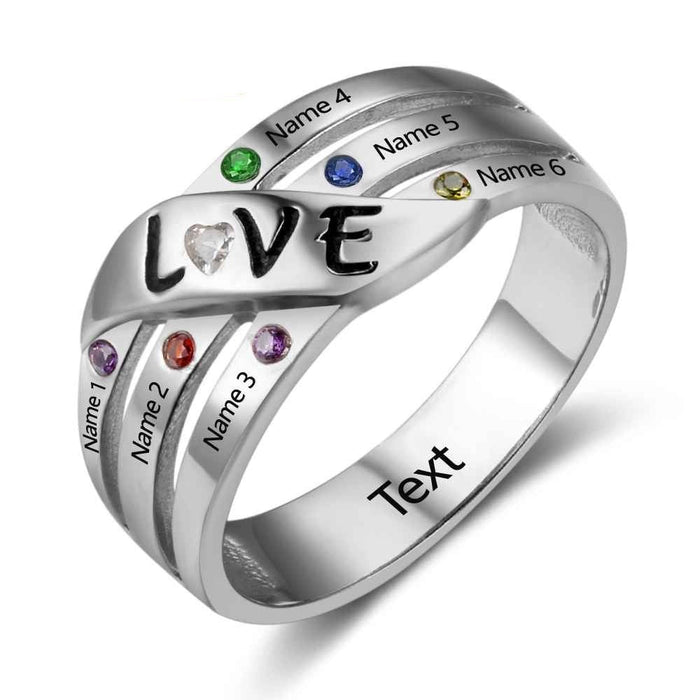 Personalized Custom Birthstone Sterling Silver Ring