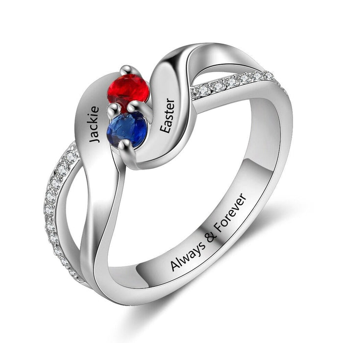 Sterling Silver Personalized 2 Names Ring for Women