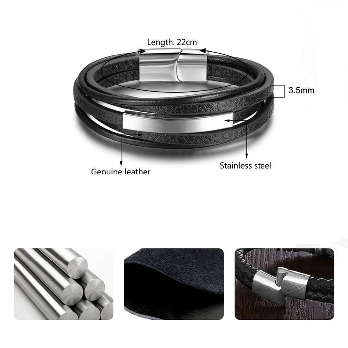 Stainless steel Leather Bracelets For Men