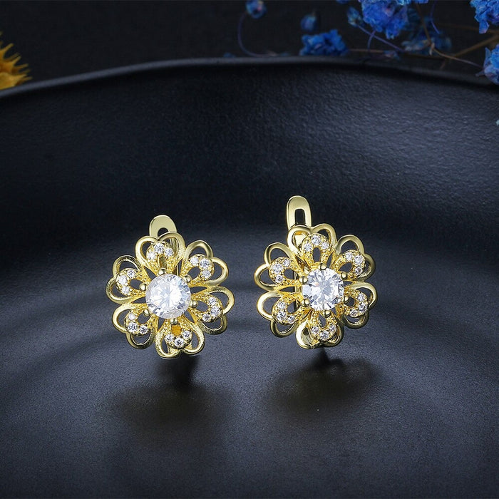 Flower Zirconia Luxury Hoop Earrings for Women