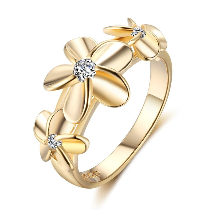 Gold-Color Flower Rings For Women